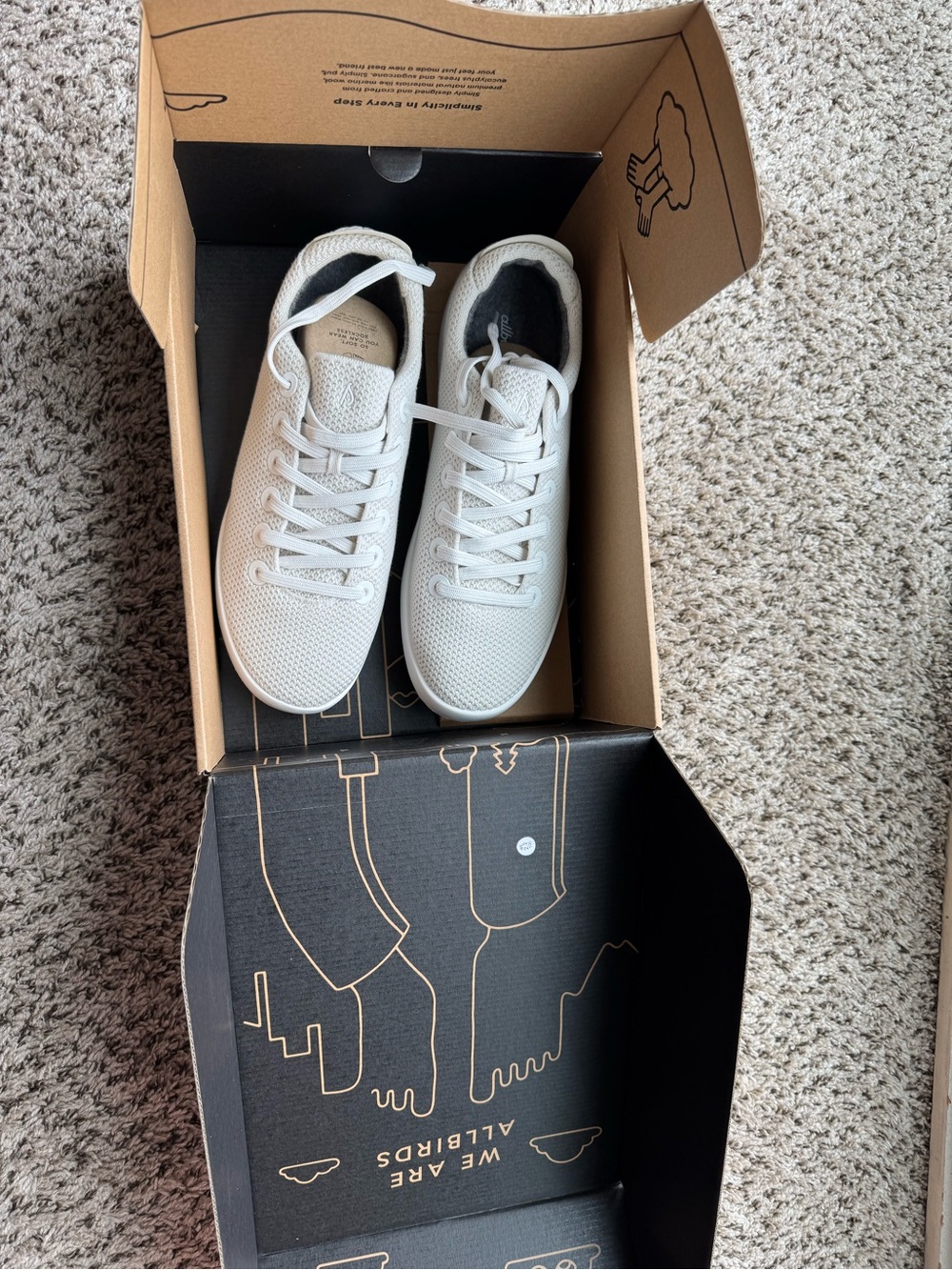 allbirds Mens Off-White Knit Lace-Up Sneakers